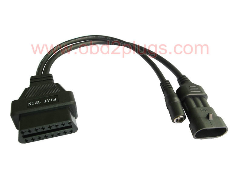 OBD2 Female to FIAT-3Pin Male+DC5.5*2.1 Cable