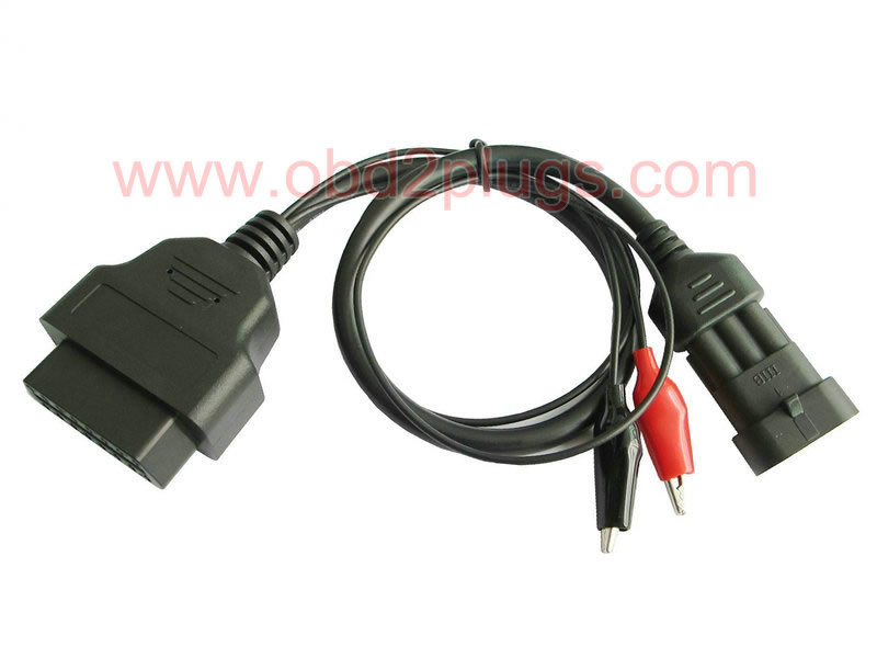 OBD2 Female to FIAT-3Pin Male+Battery Clamp*2 Cable