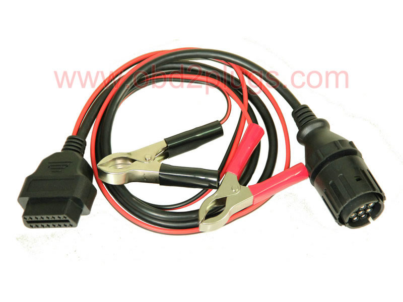 OBD2 Female to BMW-10Pin+Battery Clamp*2 Cable