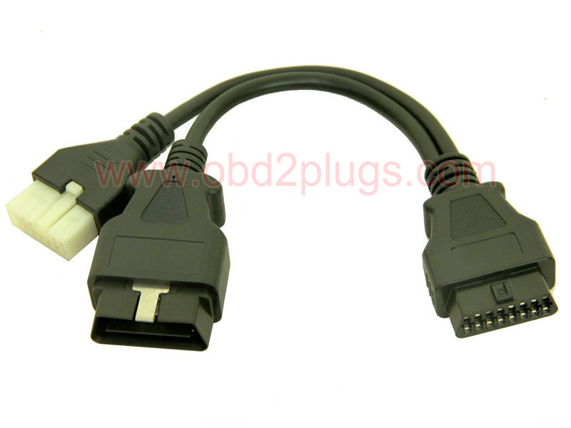 OBD-II Female to OBD-II Male+Mitsubishi/Hyundai-12Pin Cable